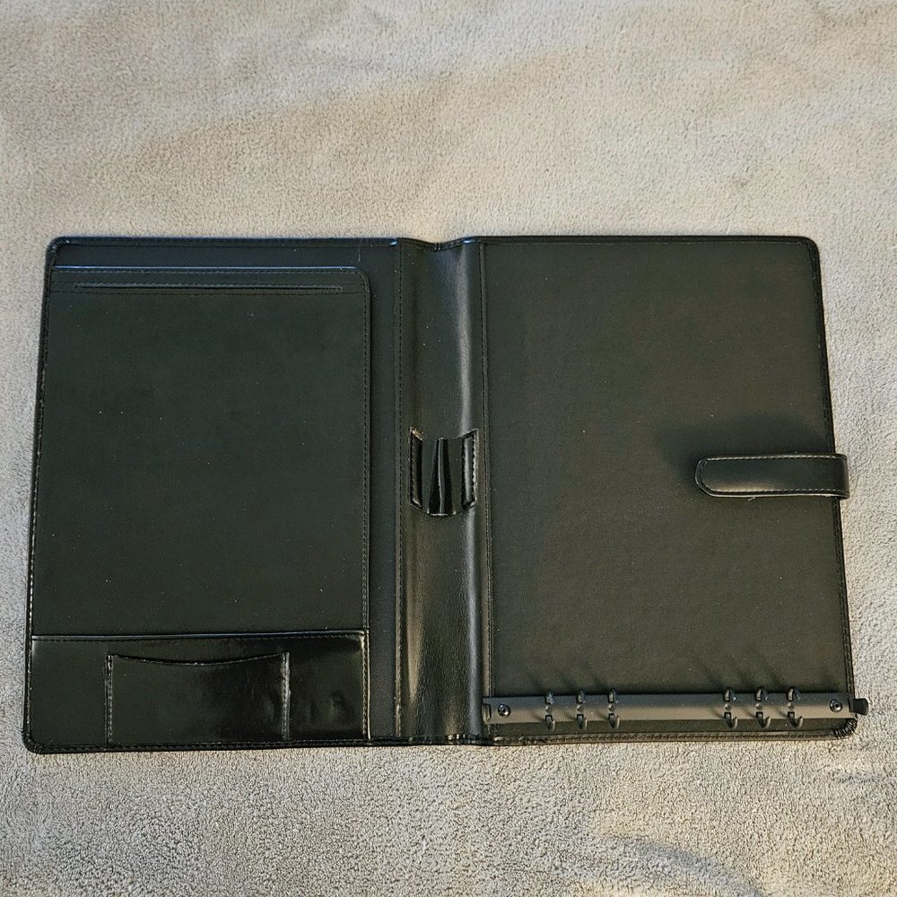 NWOT, 6 Ring Binder Folio, Black Faux Leather
